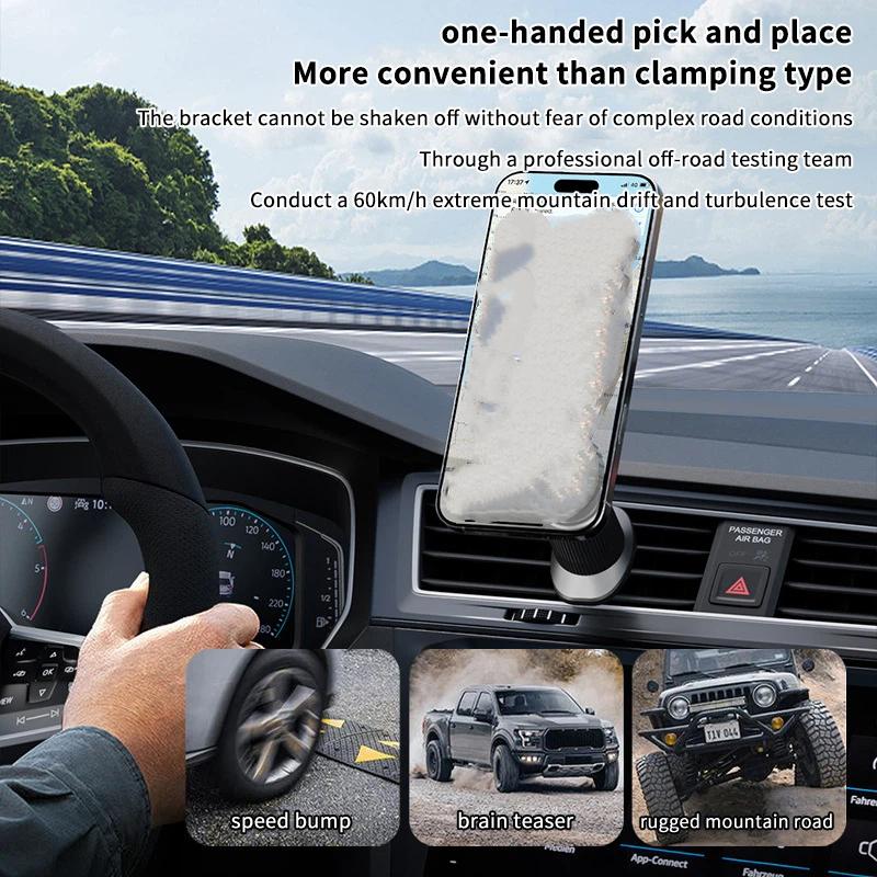 Magnetic Phone Holder For Car Vent - ใหม่ 1 ชิ้น ที่วางโทรศัพท์ในรถยนต์แบบแม่เหล็ก คาร์บอนไฟเบอร์ หมุนได้
