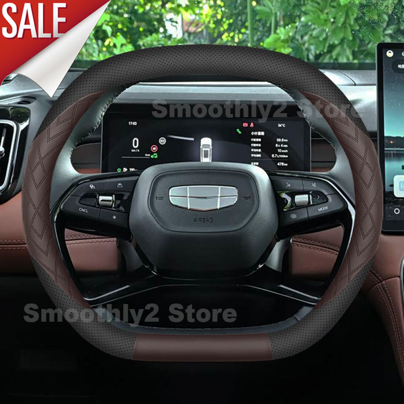 Car Steering Wheel Cover Anti Slip Breathable - ปลอกหุ้มพวงมาลัยหนังสำหรับรถยนต์ Geely EX5 Galaxy E5 EX5