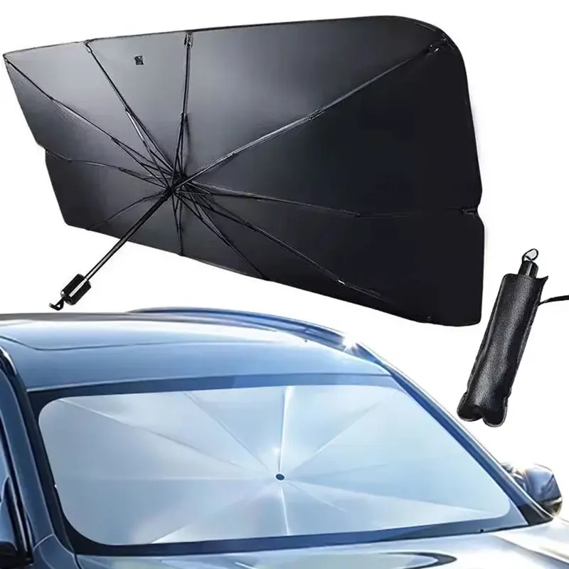 Car Sunshade Windshield Umbrella Foldable - ของขวัญเล็กๆ สำหรับถุงเท้าคริสต์มาส, ร่มบังแดดหน้ารถยนต์แบบพกพา, ที่บังแดดหน้ารถยนต์แบบพับได้ ป้องกันรังสียูวี