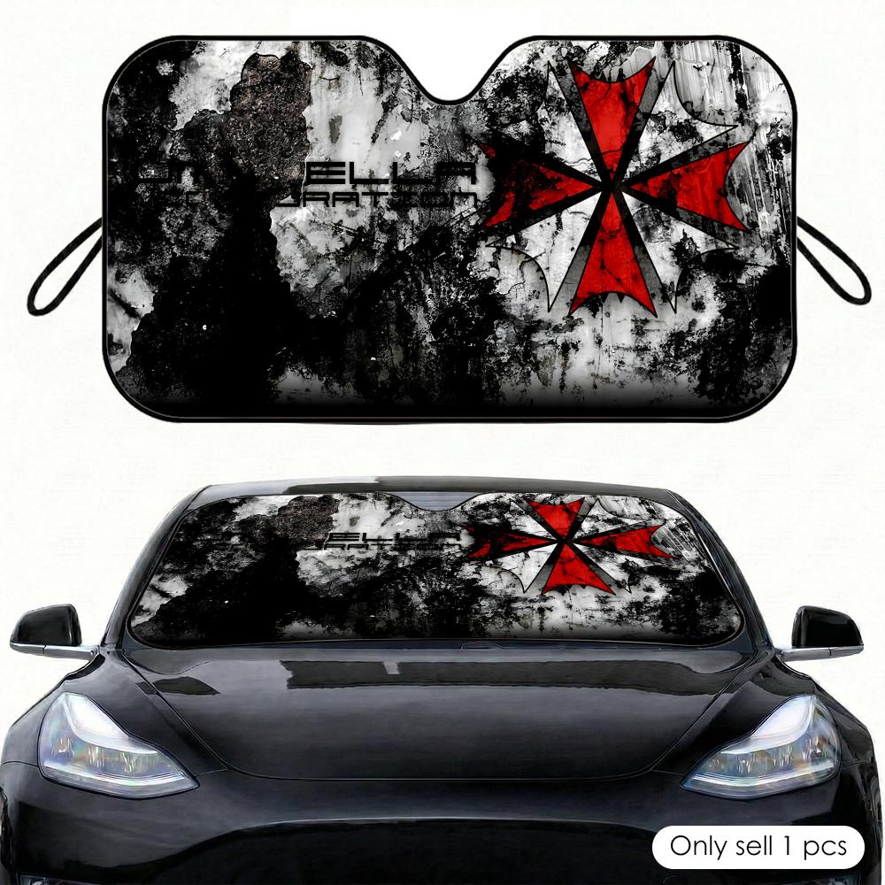 Car Sunshade Windshield Umbrella Foldable - ร่มกันแดดหน้ารถลายหนังสยองขวัญ ป้องกันรังสียูวี ป้องกันความร้อน พับเก็บได้