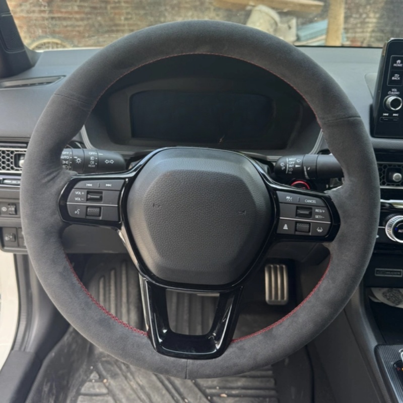 Car Steering Wheel Cover Anti Slip Breathable - CUSTOM HAND-stitchedหนังนิ่มสีดําAnti-SLIPพวงมาลัยรถสําหรับHonda Civic 11 XI 2021-2022