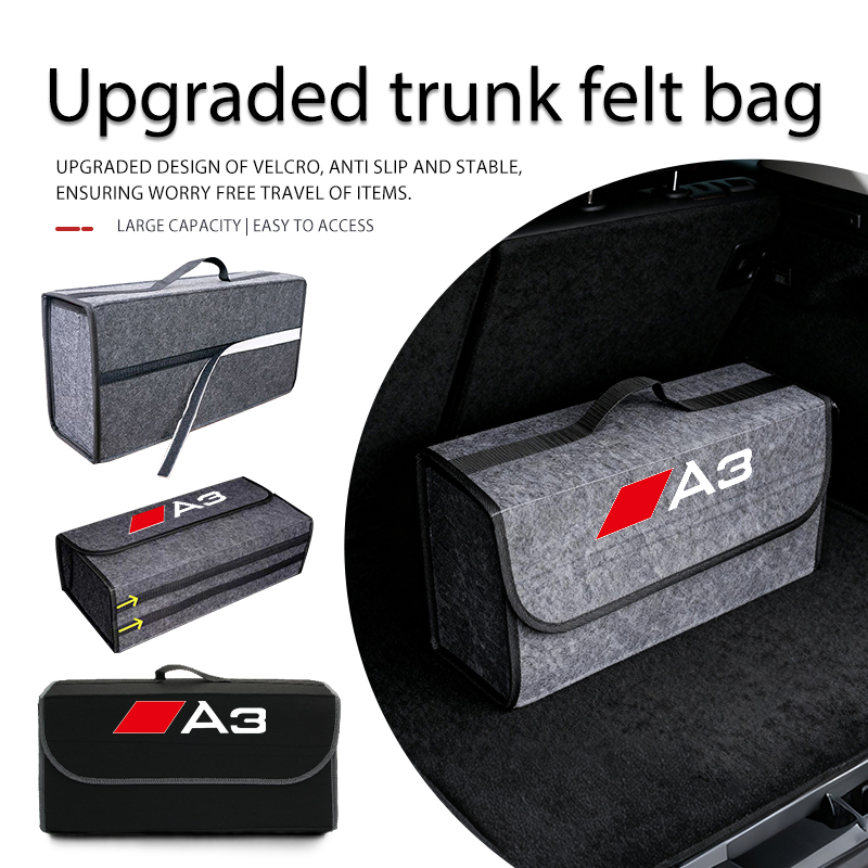Car Trunk Organizer Foldable Storage Box - กล่องเก็บของท้ายรถแบบพกพา อุปกรณ์จัดระเบียบสำหรับเดินทาง กระเป๋าพับได้ สำหรับ Audi S
