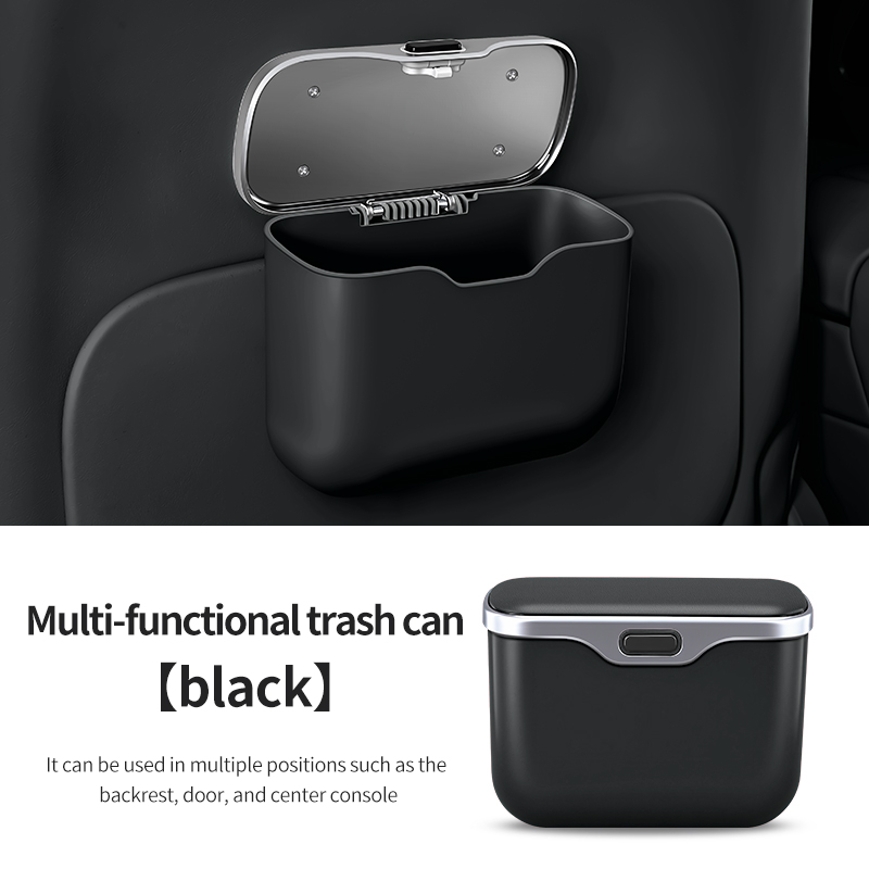 Waterproof Car Trash Can With Lid - ถังขยะในรถยนต์พร้อมฝาปิดแบบสร้างสรรค์, ถังเก็บของแบบแขวนกันน้ำ, กล่องเก็บของ, ถุงขยะ, อุปกรณ์ในรถยนต์