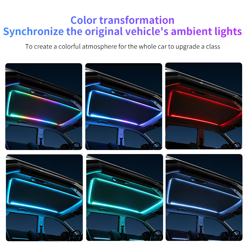 Led Ambient Interior Car Lights App Control - ไฟตกแต่งหลังคาซันรูฟรถยนต์ LED ไฟสกายไลท์ซิมโฟนี RGB แถบอะคริลิกตกแต่งภายใน ควบคุมผ่านแอป