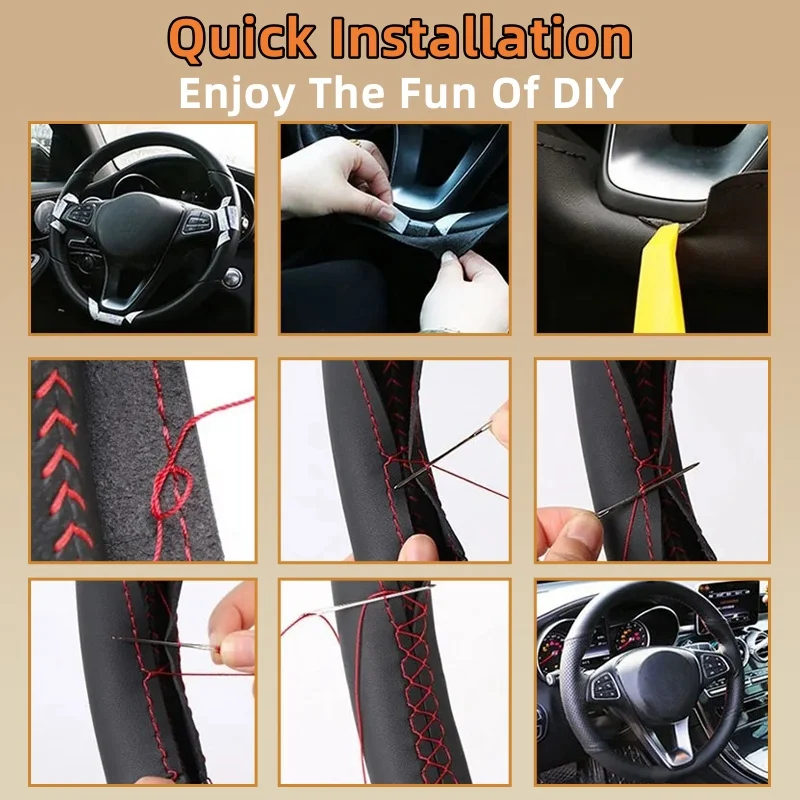 ปลอกหุ้มพวงมาลัยรถยนต์สำหรับ J - Car Steering Wheel Cover Anti Slip Breathable บทวิจารณ์และราคา