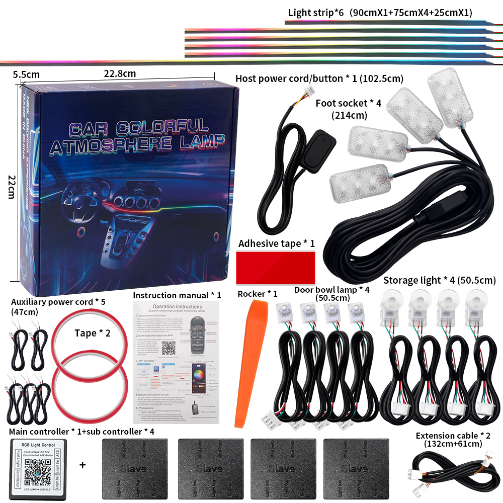 ไฟตกแต่งภายในรถยนต์ 6/10/14/18 - Led Ambient Interior Car Lights App Control บทวิจารณ์และราคา