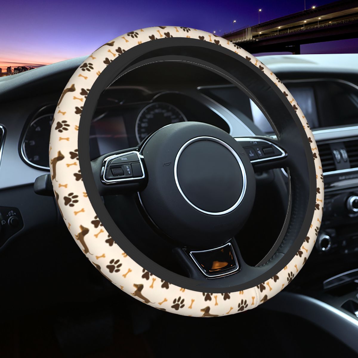 น่ารัก Dachshund พวงมาลัยรถ 38 - Car Steering Wheel Cover Anti Slip Breathable บทวิจารณ์และราคา