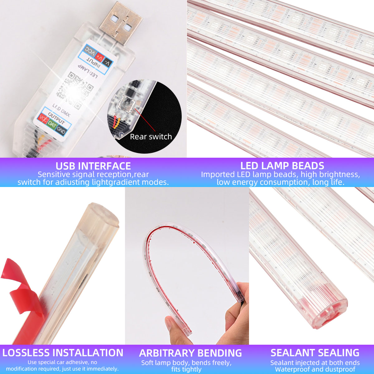 โคมไฟตกแต่งบรรยากาศ 2/4in1 12/ - Led Ambient Interior Car Lights App Control บทวิจารณ์และราคา