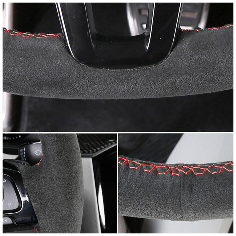 CUSTOM HAND-stitchedหนังนิ่มสี - Car Steering Wheel Cover Anti Slip Breathable บทวิจารณ์และราคา