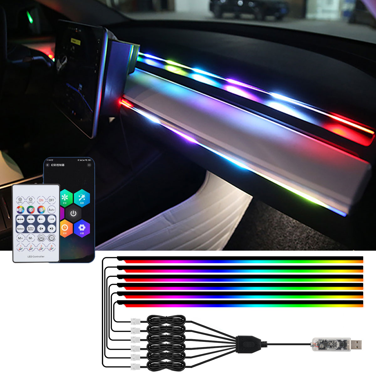 6/10 ใน 1 รถ LED Ambient ไฟ RG - Led Ambient Interior Car Lights App Control บทวิจารณ์และราคา